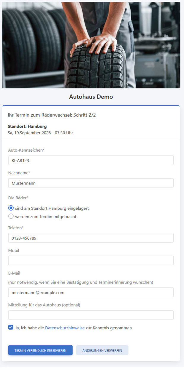 Buchungsvorgang Schritt 2